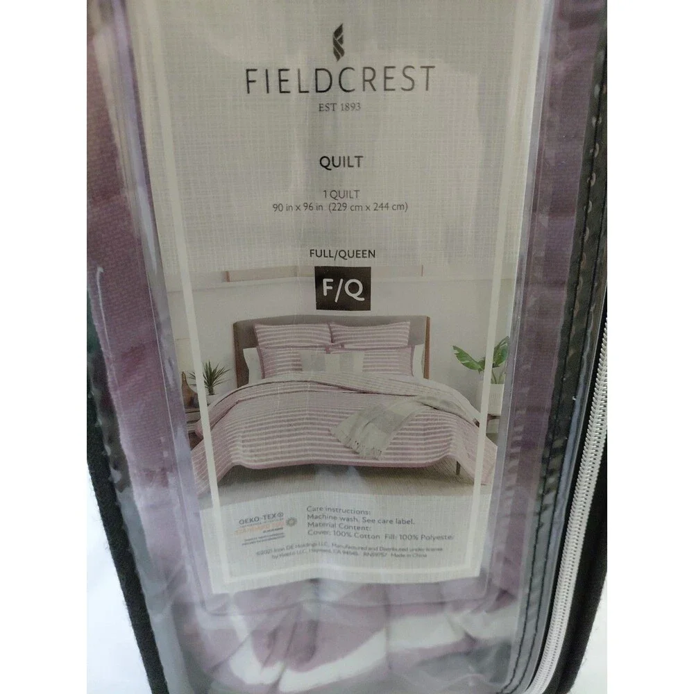 FIELDCREST Elderberry Purple Stripe Full/ Queen Bed Quilt, 90x96in $170 Retail